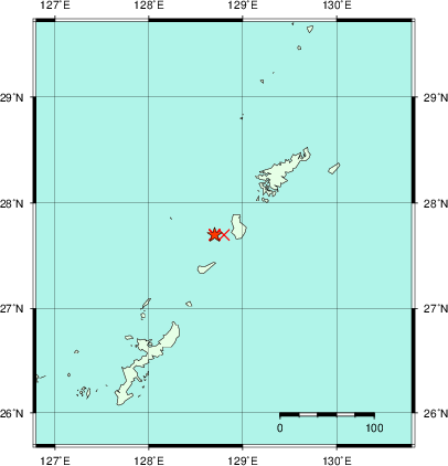 推定した震源の位置