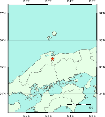 推定した震源の位置