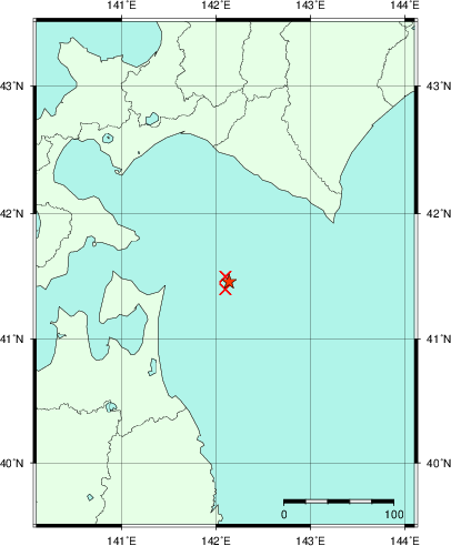 推定した震源の位置