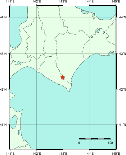 推定した震源の位置