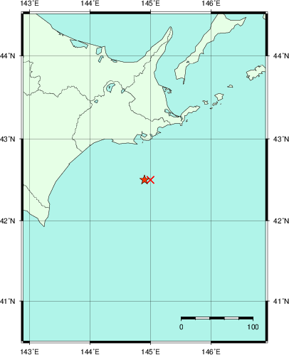 推定した震源の位置