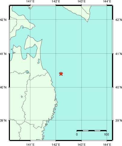 推定した震源の位置