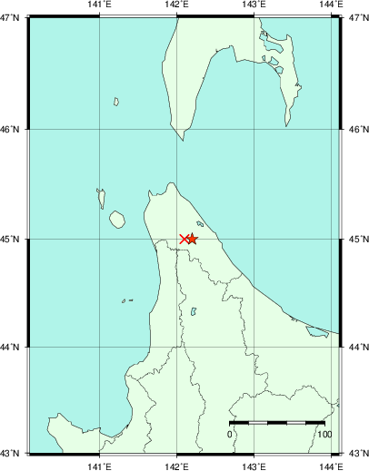 推定した震源の位置