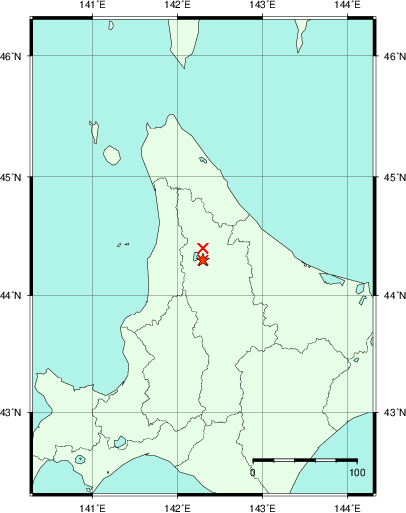 推定した震源の位置