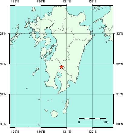 推定した震源の位置