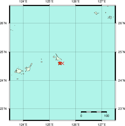 推定した震源の位置