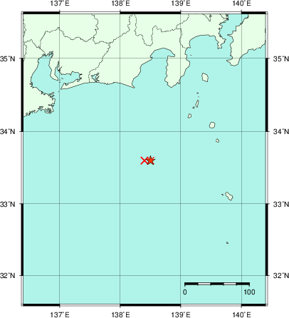 推定した震源の位置