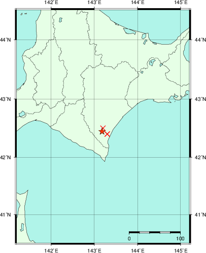 推定した震源の位置