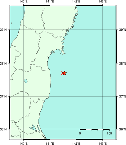 推定した震源の位置