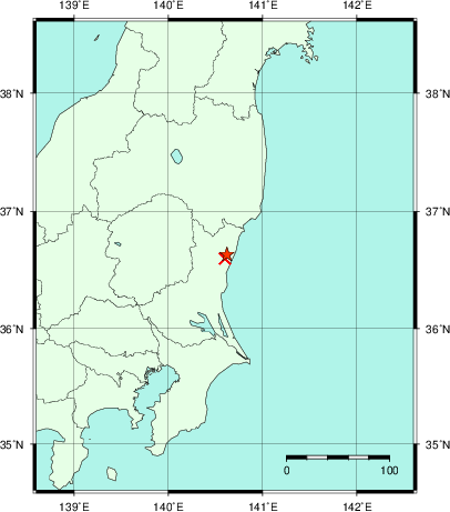 推定した震源の位置
