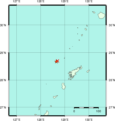 推定した震源の位置