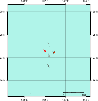 推定した震源の位置