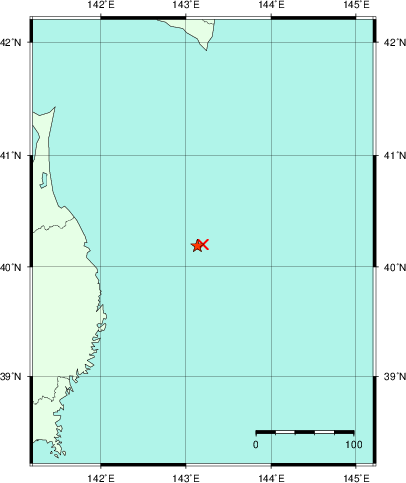 推定した震源の位置