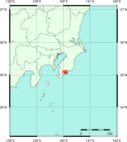 推定した震源の位置