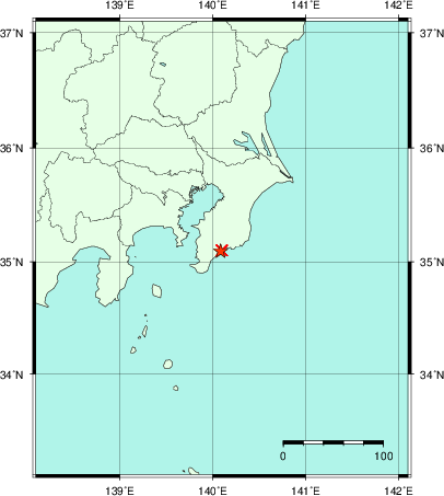 推定した震源の位置