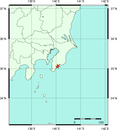 推定した震源の位置