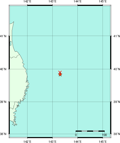 推定した震源の位置