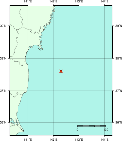 推定した震源の位置