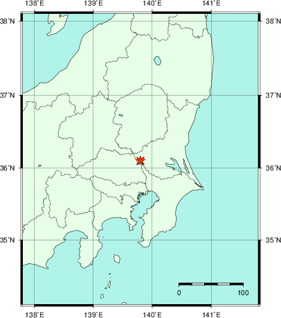 推定した震源の位置