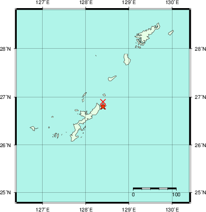 推定した震源の位置