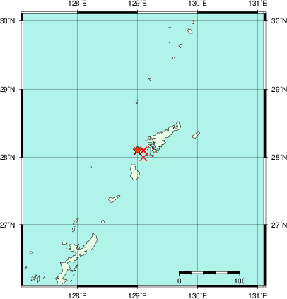 推定した震源の位置