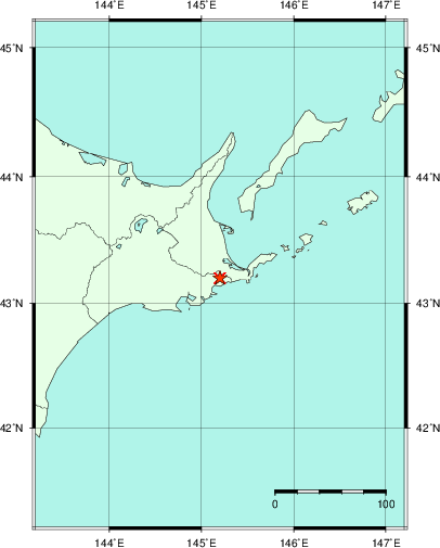 推定した震源の位置