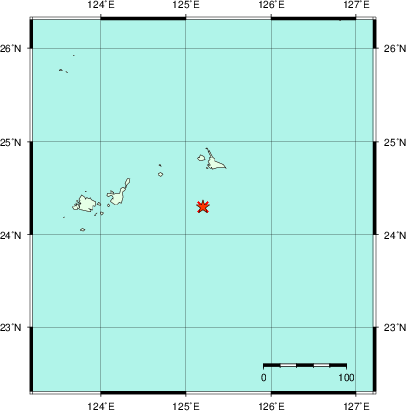 推定した震源の位置