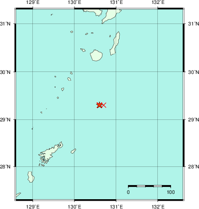 推定した震源の位置
