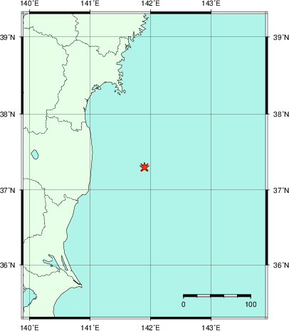 推定した震源の位置