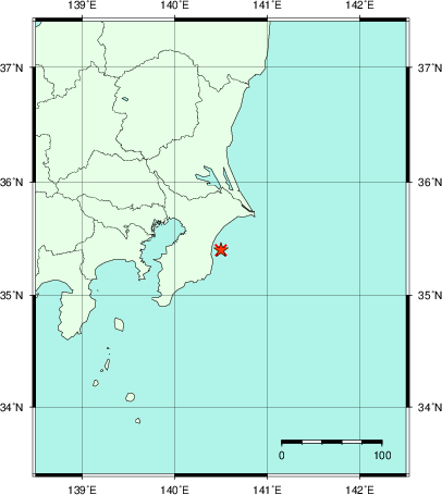 推定した震源の位置