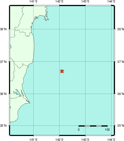 推定した震源の位置