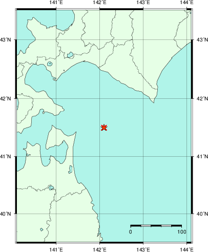 推定した震源の位置