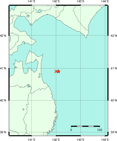 推定した震源の位置