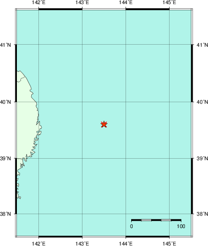 推定した震源の位置