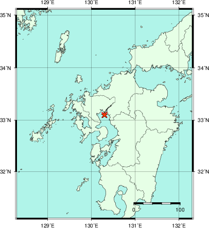 推定した震源の位置