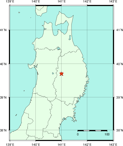 推定した震源の位置