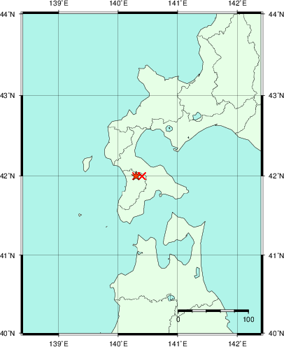 推定した震源の位置