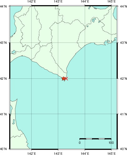 推定した震源の位置
