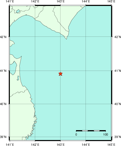 推定した震源の位置