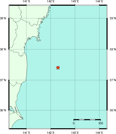推定した震源の位置