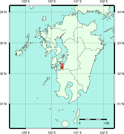 推定した震源の位置
