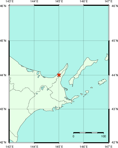 推定した震源の位置