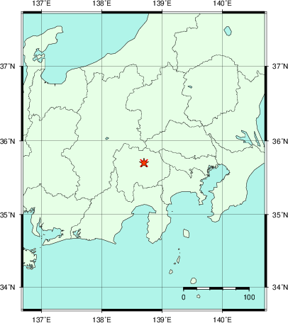 推定した震源の位置