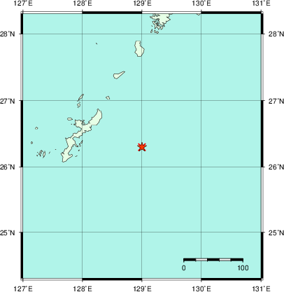 推定した震源の位置