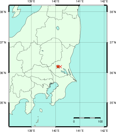 推定した震源の位置