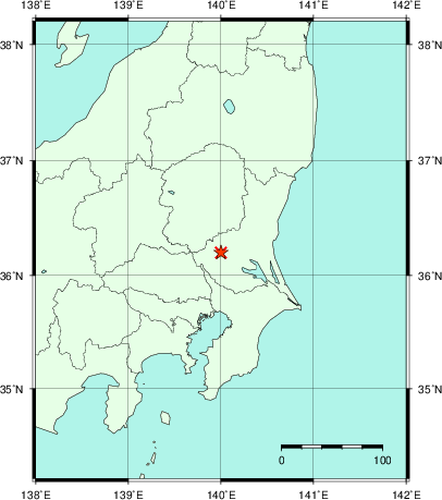 推定した震源の位置