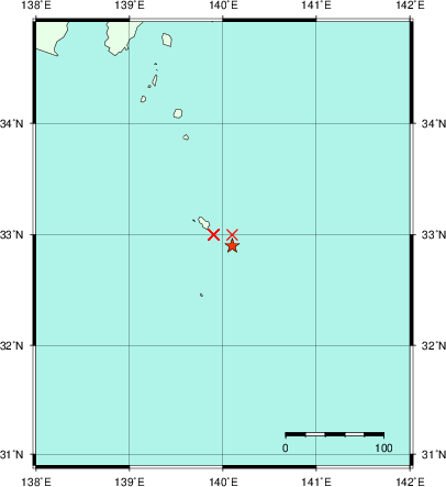 推定した震源の位置