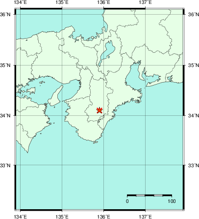 推定した震源の位置