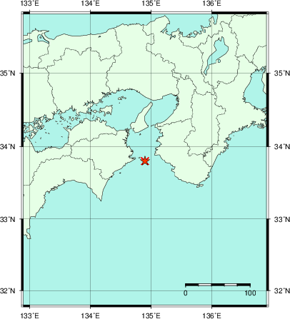 推定した震源の位置