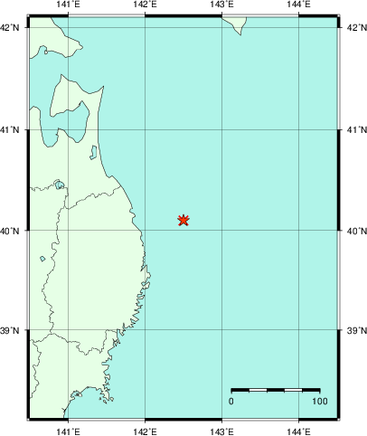 推定した震源の位置